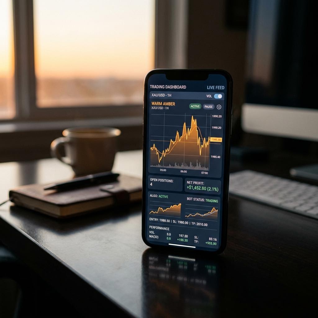Interface logicielle de la plateforme de trading crypto IA Palme Investoire sur smartphone